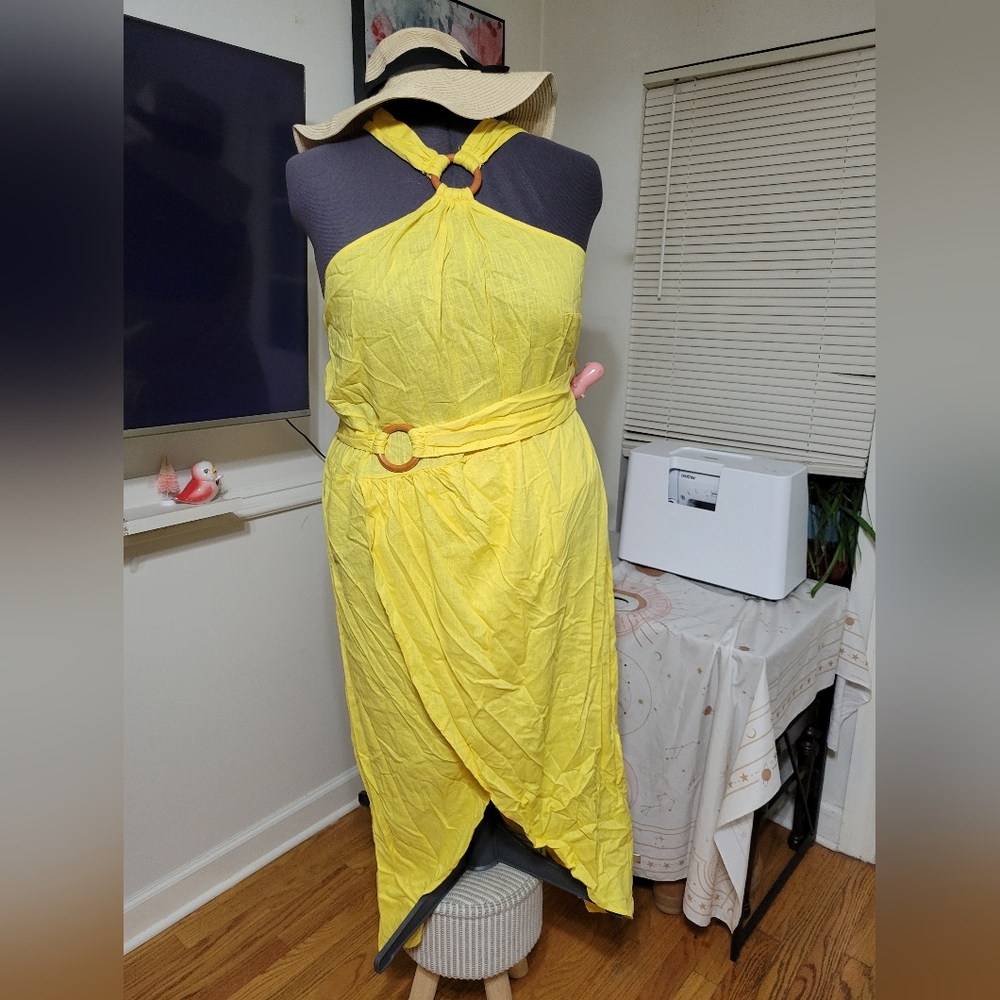 NWT Linen Yellow Dress